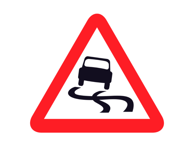 skidding car sign